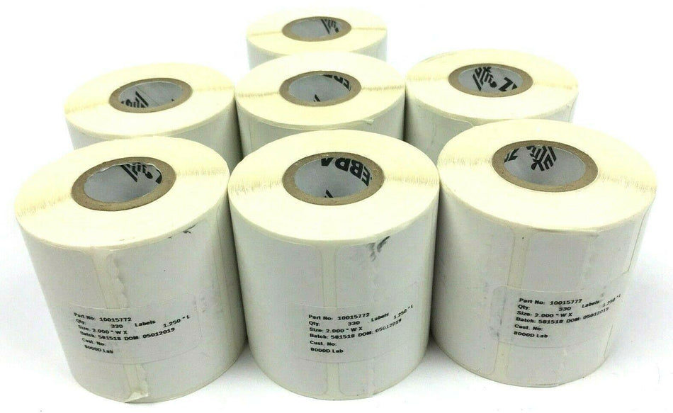 Zebra 2.0" x 1.250'' 8000D Genuine Lab White Thermal Labels 10015772 - 7 Rolls
