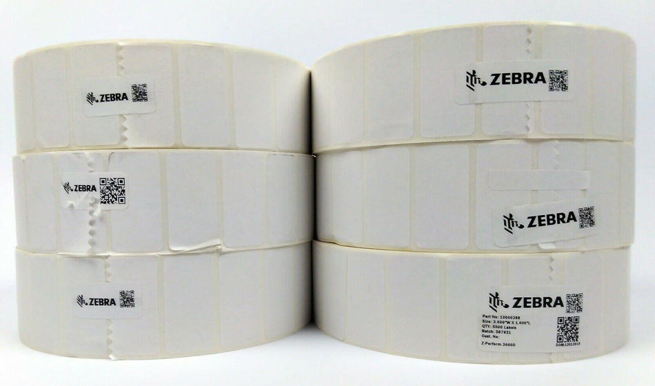 Zebra 2'' x 1'' Z-Perform 2000D Thermal Labels Genuine OEM 10000298 - 6 Rolls