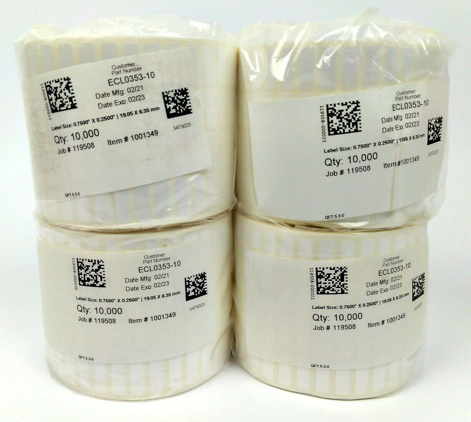 Honeywell 0.75" x 0.25" Duratran Thermal Labels Genuine ECL0353-10 - 4 Rolls