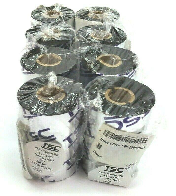 TSC 4.33" x 1476' PWX Premium Wax Ribbons Genuine OEM 35-W110450-20CB - 10 Rolls