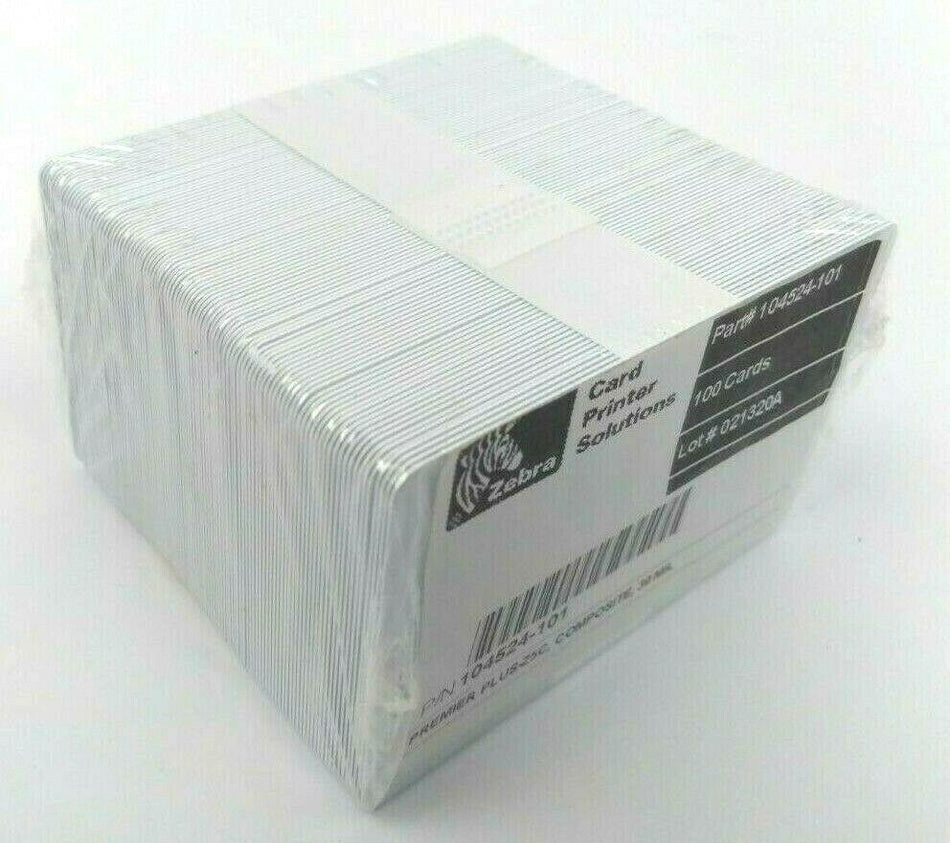 Zebra Z5 Poly-Composite  Premier Plus PVC Cards  104524-101 - Lot of 100