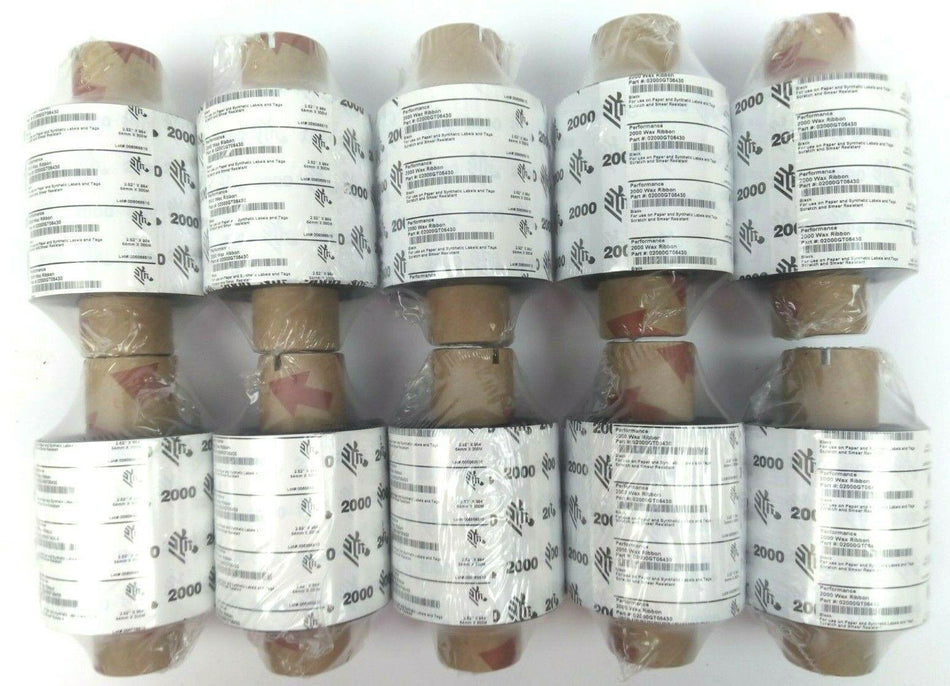 Zebra Ribbons 2.52" x 984' Performance 2000 Wax 02000GT06430 Genuine - 20 Rolls