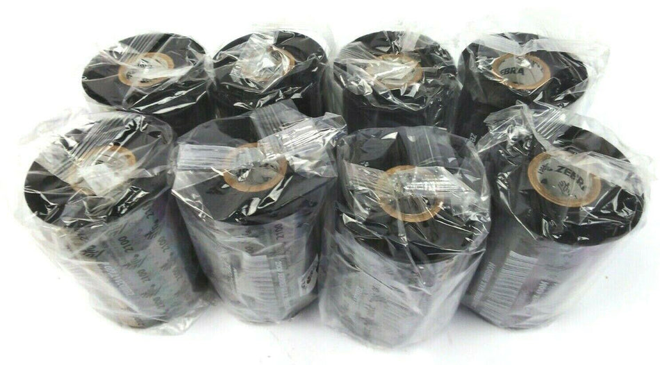 Zebra 4.02" x 1476' Thermal Transfer Black Wax Ribbons 02100BK10645 - 8 Rolls