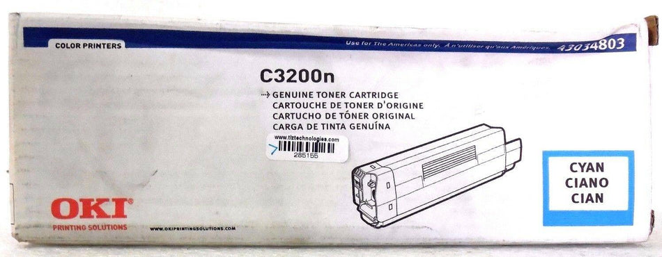 Okidata OKI C3200N C3100 C3100N C3200 Genuine Toner Cartridge Cyan 43034803