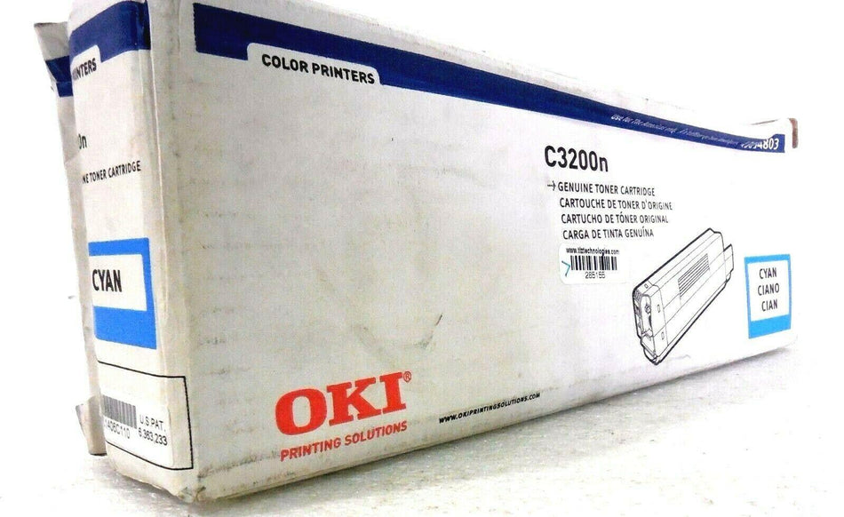 Okidata OKI C3200N C3100 C3100N C3200 Genuine Toner Cartridge Cyan 43034803