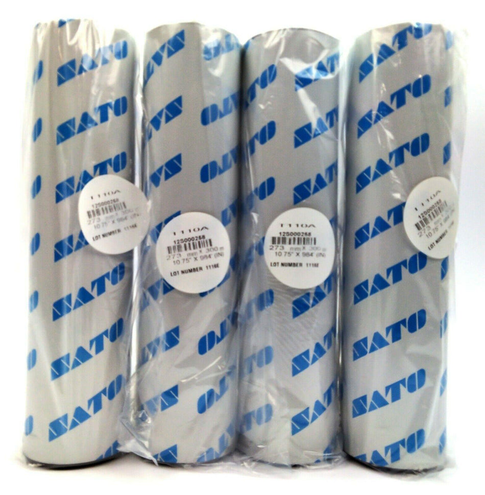 SATO 10.75" x 984' T110A Genuine Wax Resin Ribbon 12S000258 - 4 Rolls