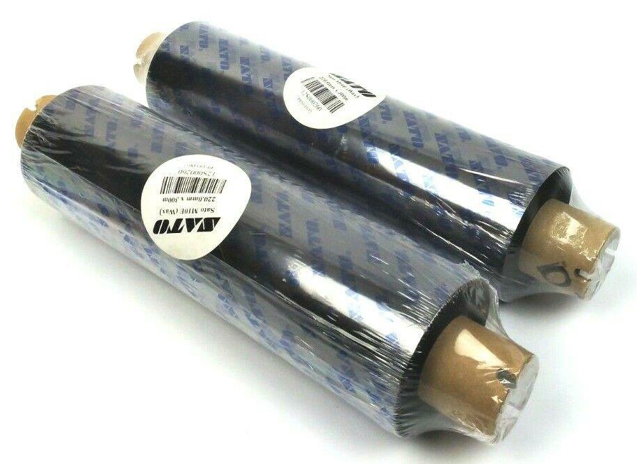 Sato Wax Ribbons 8.68" x 984' Thermal Transfer Black 12S000260 Genuine - 2 Rolls