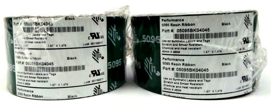 Zebra 1.57" x 1476' Genuine Performance 5095 Resin Ribbons 05095BK04045 -2 Rolls