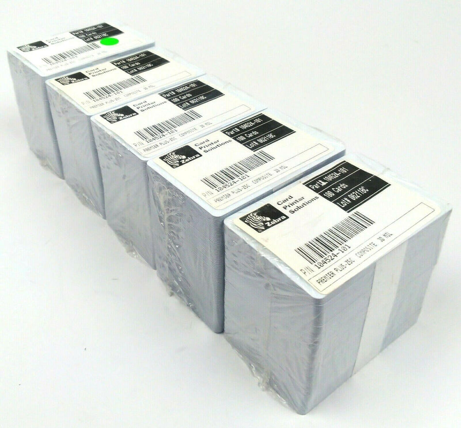 Zebra Premier Plus Composite PVC White Cards 104524-101 - 500 Count