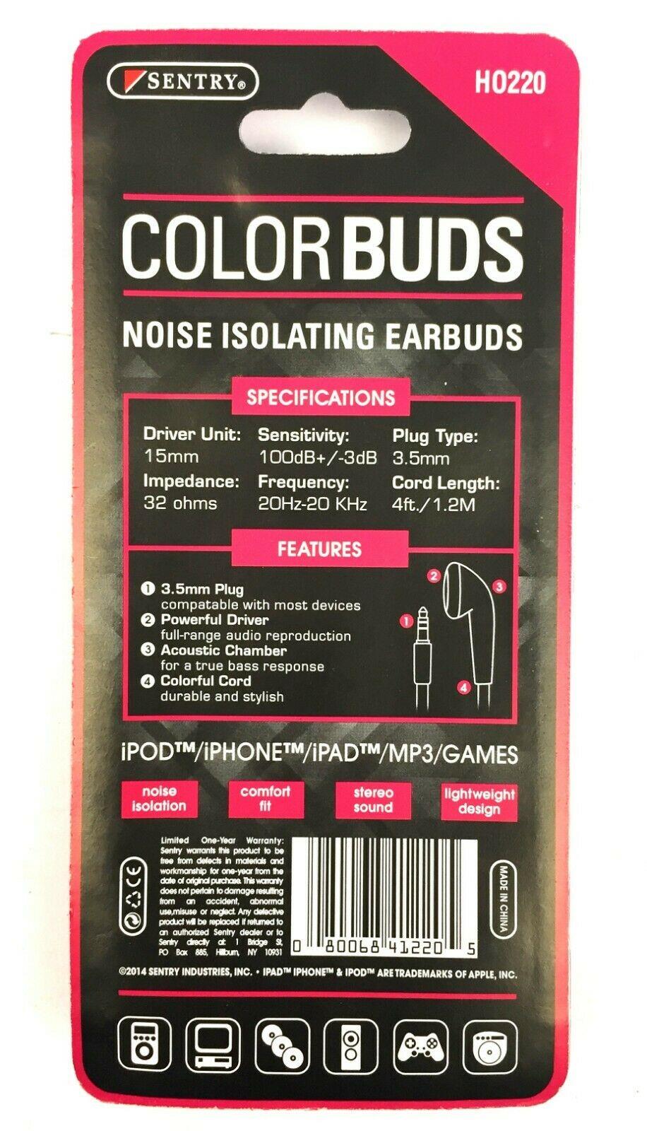 Lot of 24 Sentry H0220 Noise Isolating Lightweight Stereo Sound Earbuds