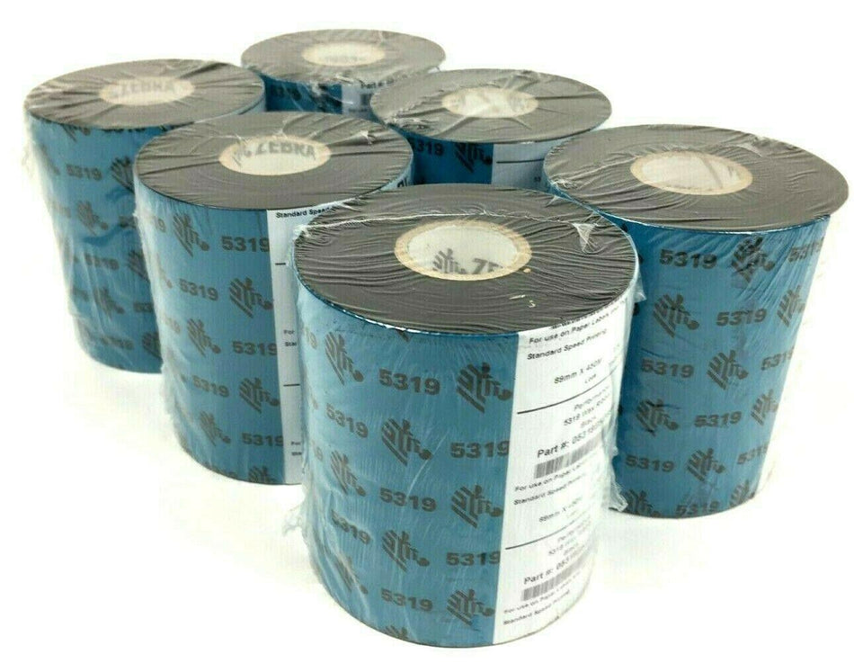 Zebra Ribbon 3.50" x 1476' Thermal Transfer Wax Ribbons 05319BK08945 - 6 Rolls