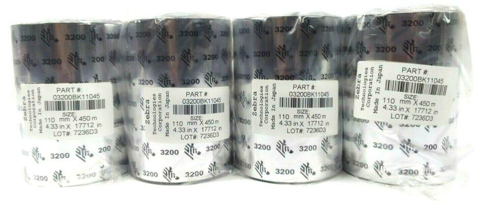 Zebra 4.33" x 17712'' Thermal Transfer Resin Ribbon 03200BK11045 - 5 Rolls