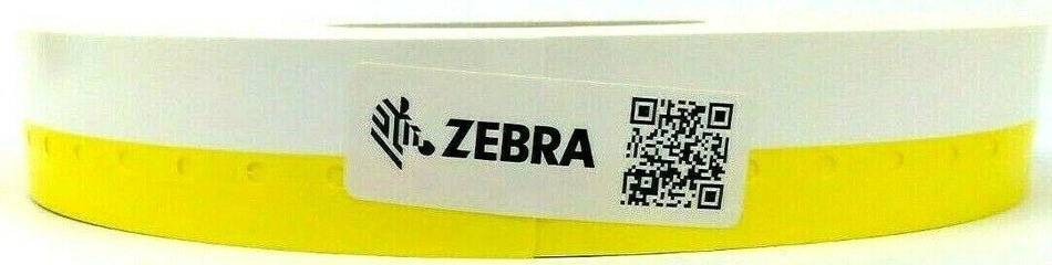 Zebra 1188" x 11000" Wristbands White Yellow + Clips Genuine OEM 10025624-1K