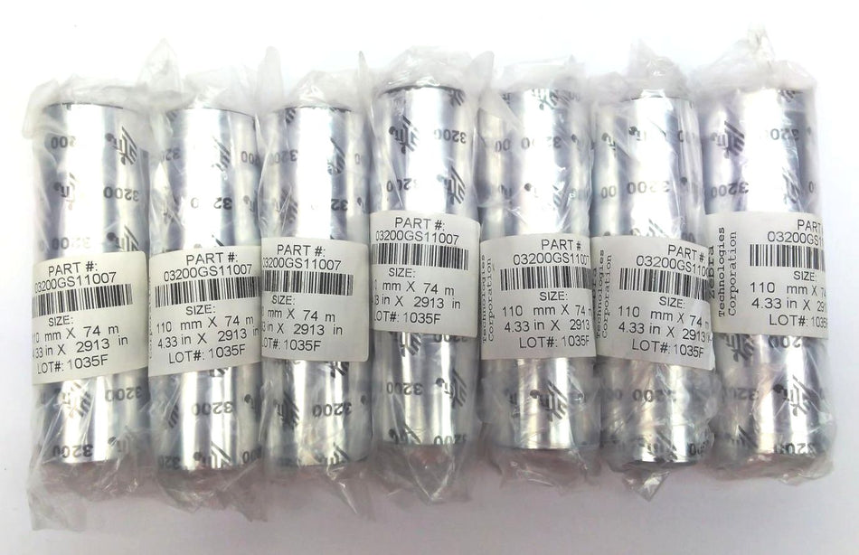 Zebra Ribbons 4.33" x 244ft Thermal Transfer Wax Resin 03200GS11007 - 7 Rolls