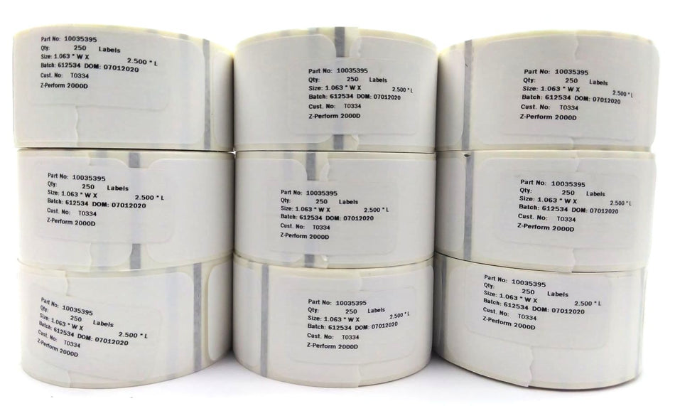 Zebra 1.06" x 2.50" Labels Z-Perform 2000D Thermal White 10035395 - 36 Rolls