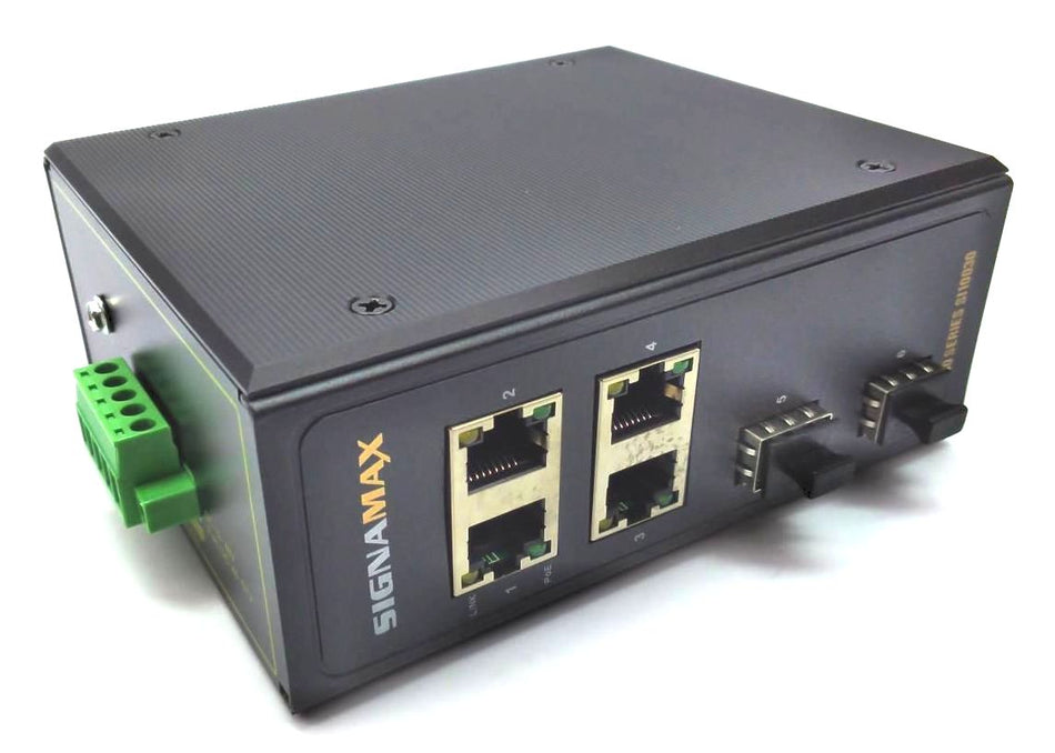 Signmax I-100 Network Switch 4-Port Rugged Industrial Gigabit PoE+ SI10030
