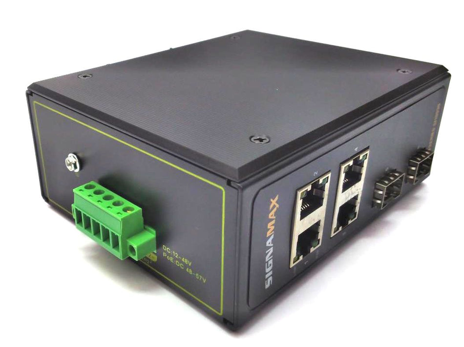 Signmax I-100 Network Switch 4-Port Rugged Industrial Gigabit PoE+ SI10030