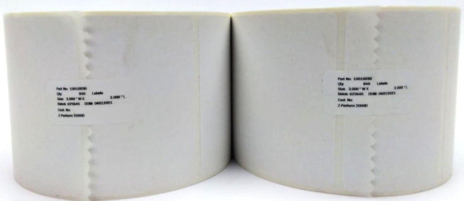 Zebra 3" x 3" Z-Perform 2000D Genuine OEM Thermal Labels 10010030 - 2 Rolls
