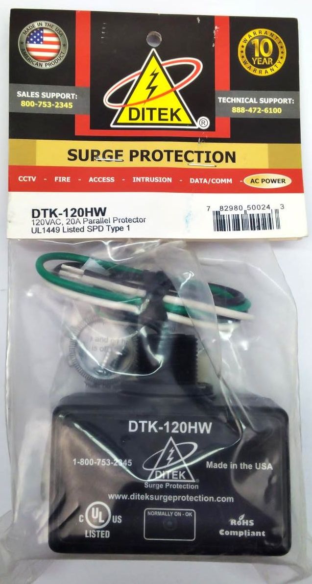 DITEK 120VAC 20A Parallel Protector AC Surge Suppressor DTK-120HW
