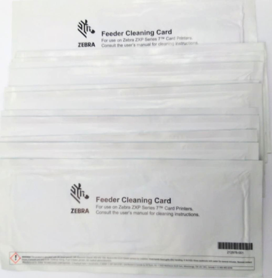 Zebra ZXP Series 7 Printer Genuine Feeder Cleaning Card P/N 212976-001-12