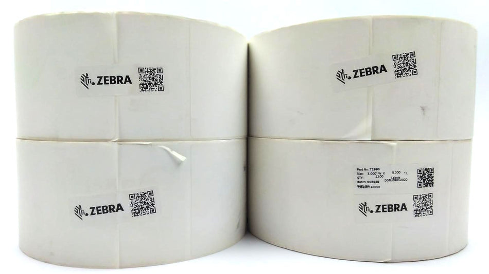 Zebra 3" x 5" Z-Select 4000T Genuine OEM Thermal Transfer Labels 72993 - 4 Rolls