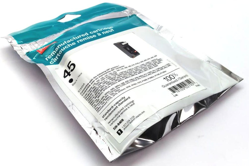 Staples 45 Ink Cartridge Black SIH-R40B for HP OfficeJet G55 G85 G85XI G95 K60XI