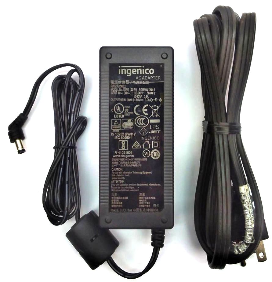 Ingenico ISC480 Payment Terminal AC Adapter 24W 8V 3A PSM24W-080L6 Genuine OEM
