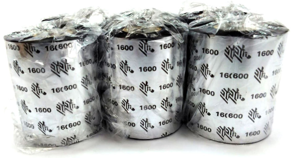 Zebra Thermal Wax Ribbons 83MM x 450M 1600 Black 01600BK08345 Genuine - 24 Rolls