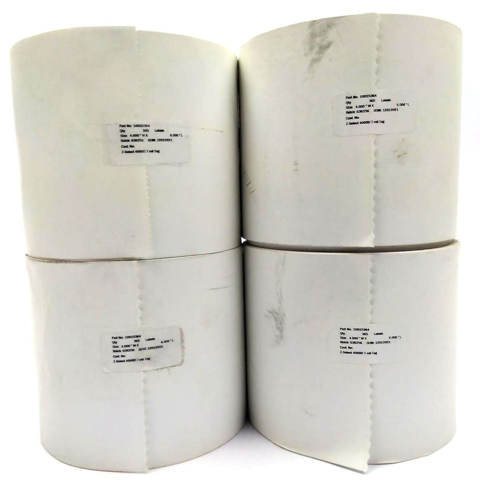 Zebra Thermal Labels 4" x 6" Z-Select 4000D 7 mil Genuine OEM 10015364 - 4 Rolls