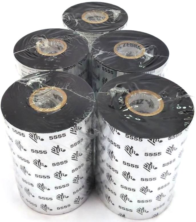 Zebra 4.33" x 1476' Genuine Thermal Transfer Wax/Resin Ribbon - 5 Rolls