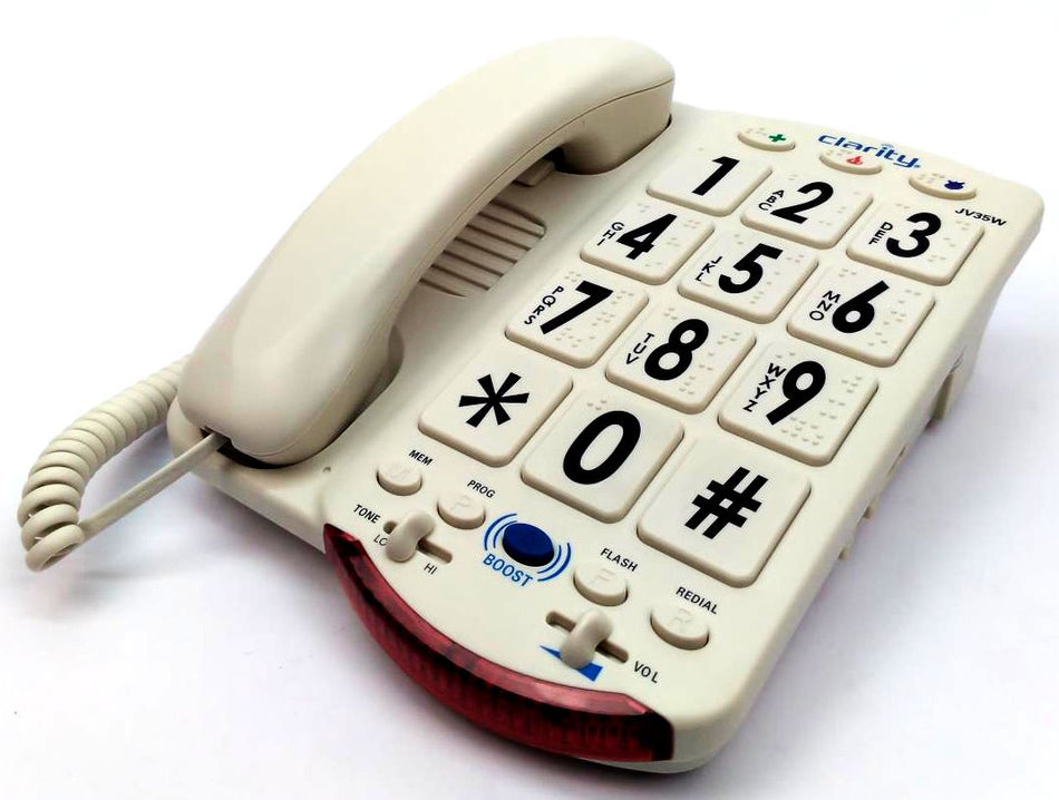 Clarity JV35W Big Button Amplified Telephone with Talk Back Numbers 76557.101