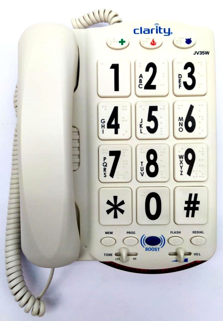 Clarity JV35W Big Button Amplified Telephone with Talk Back Numbers 76557.101