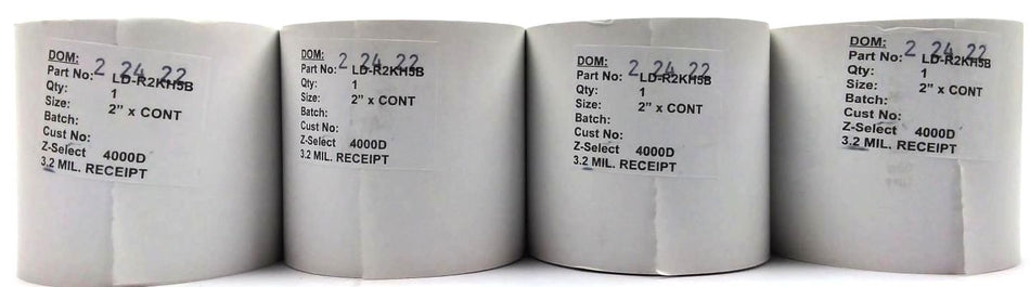 Zebra Labels 2" x 81 CONT Z-Select 4000D 3.2 Mil Genuine LD-R2KH5B - 36 Rolls