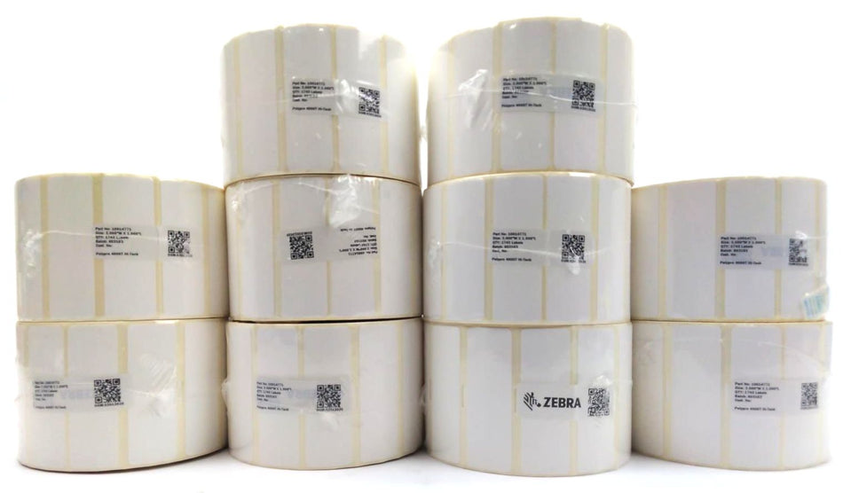 Zebra Polypro 4000T Hi-Tack Labels 3" x 1" Thermal Genuine 10014771 - 10 Rolls