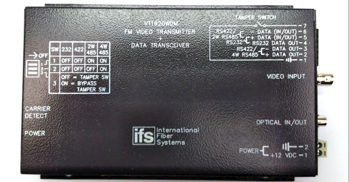 2 Way Data Module Interlogix Video FM Video Transmitter XTMR+ 2-Way Data 1 Fiber VT1910W ...