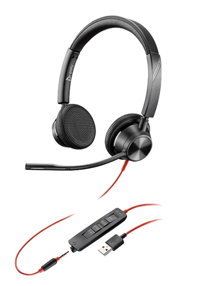 Plantronics Blackwire Headphones 3325 Stereo USB with Boom Microphone W3325T