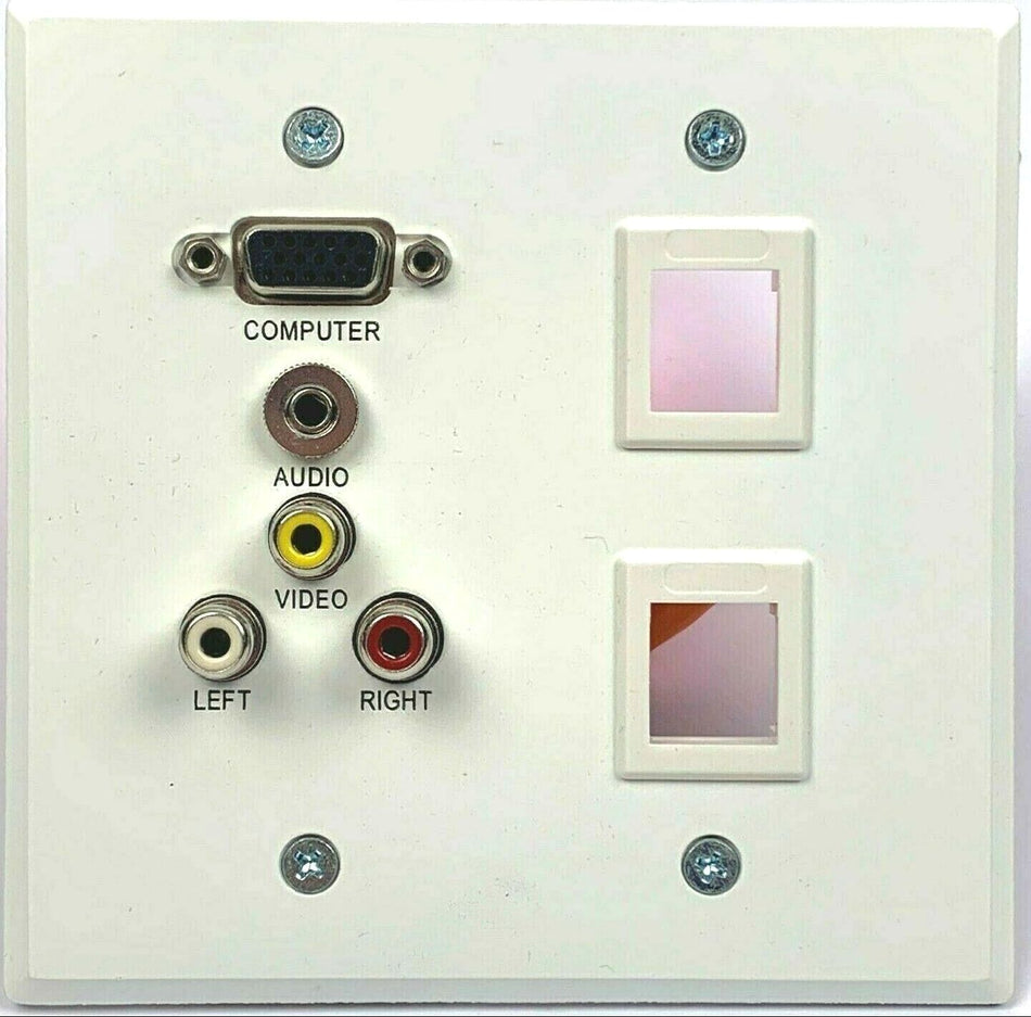 RapidRun 60037 Double Gang Aluminum Wall Plate HD15+3.5MM+3RCA+2KS