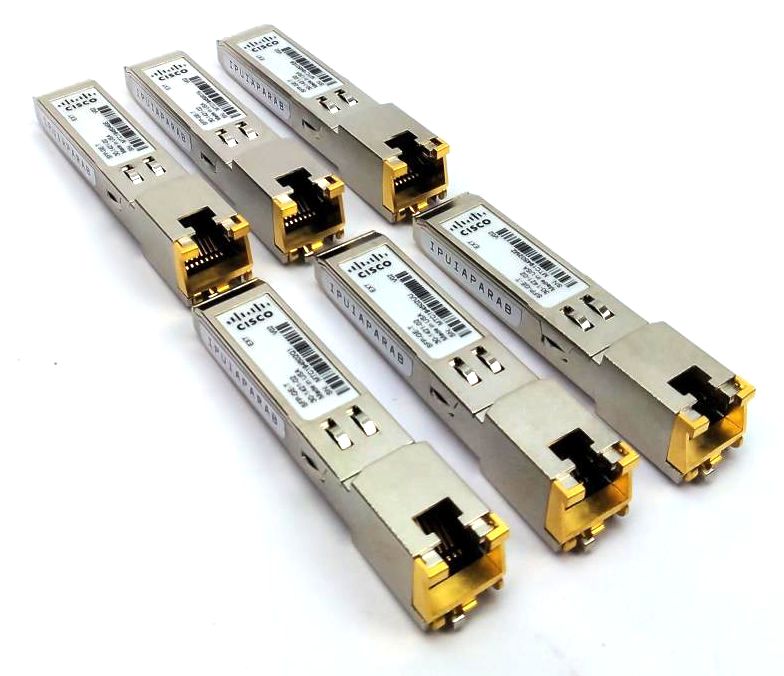 Lot of 6 Cisco SFP-GE-T 10/100/1000BASE-T RJ45 1GbE Transceiver Plug-in Module