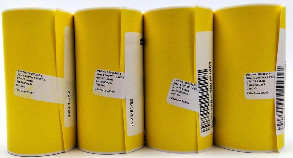 Zebra 4" x 6" Z-Perform 2000D Labels Direct Thermal 10035140-1 Genuine - 4 Rolls
