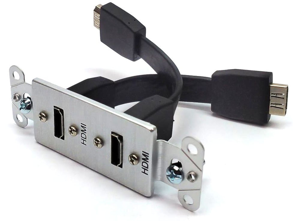 Cables To Go Dual HDMI Pass Through Decorative Wall Plate F/F Aluminum 39875