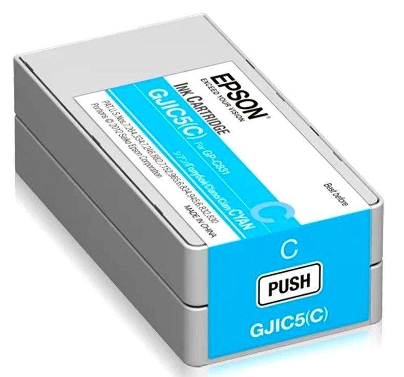 Epson GJIC5-C ColorWorks GP-C831 Printer Ink Cartridge Cyan Genuine OEM