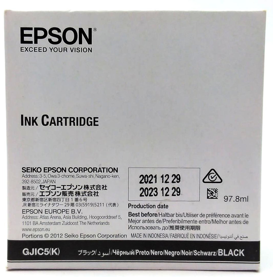 Epson GJIC5-K ColorWorks GP-C831 Printer Ink Cartridge Black Inkjet Genuine OEM