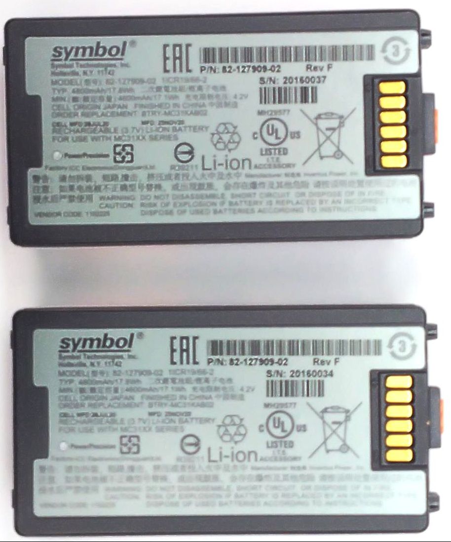 Symbol MC3100 Battery Mobile Computer 3.7V 4800mAh 82-127909-02 OEM - Pack of 2