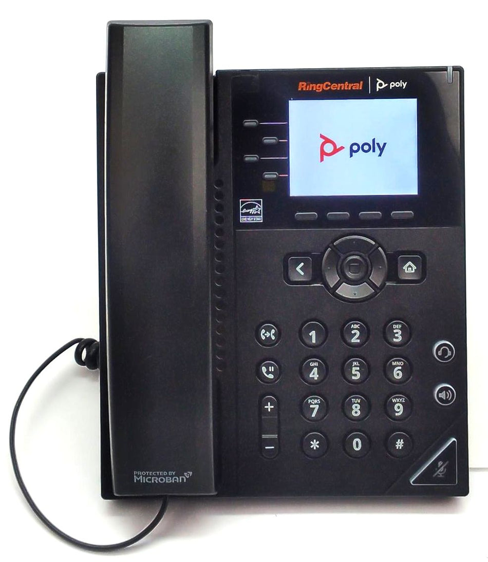 Poly RingCentral VVX 250 VoIP IP Phone 3-Way Call SIP 4-Lines POE 89B67AA#ABA