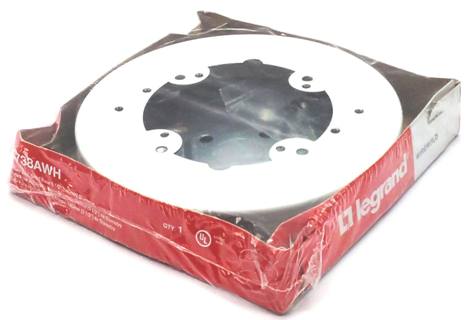 Wiremold Legrand 5738AWH Solid Base Fixture Box Round Steel White 5-1/2"L