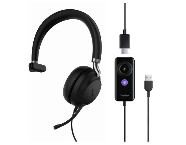 Yealink Headset UH38 Bluetooth USB Wired Teams Certified with Noise-Cancelation