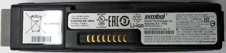 Symbol WT4000 Battery Wearable Computer 4.2V 2400mAh 8.8Wh 82-90005-05 Genuine