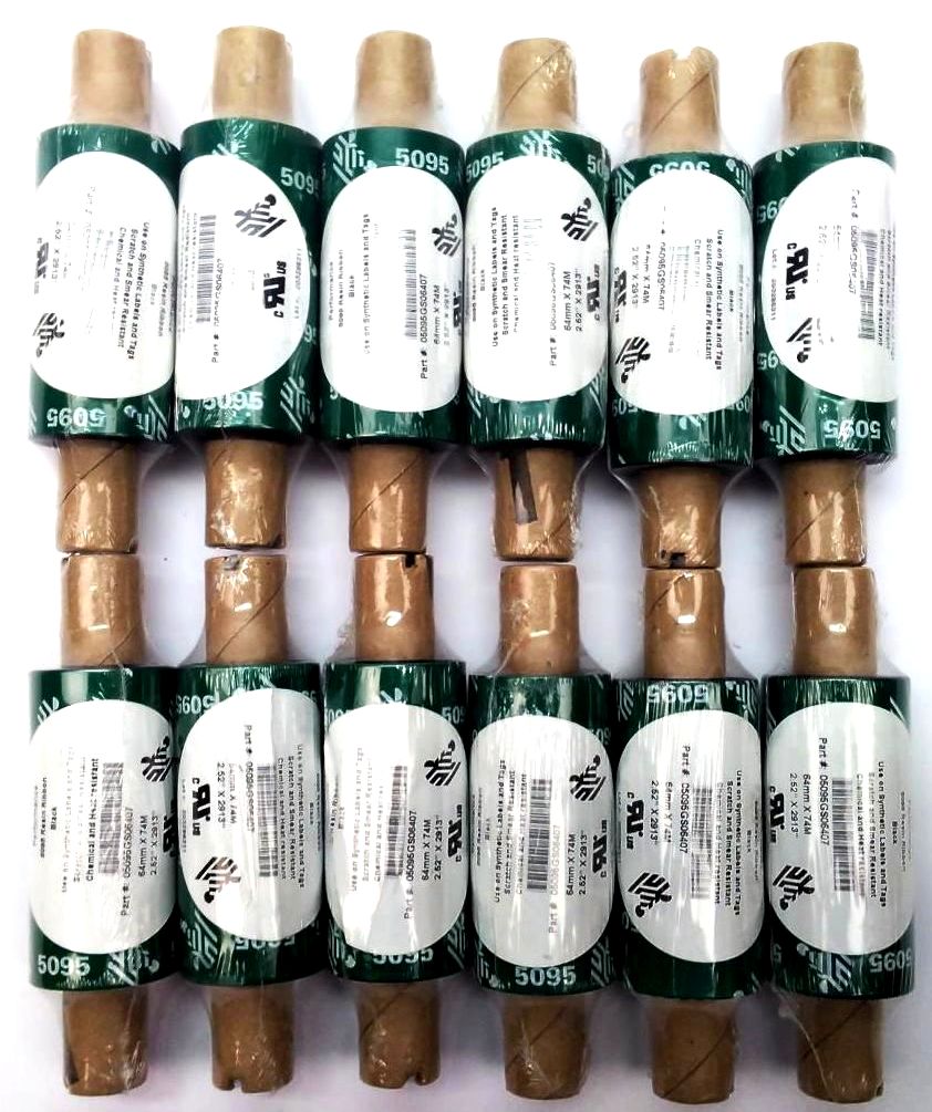Zebra Resin Ribbons 2.52" x 2913" Performance 5095 05095GS06407 OEM - 12 Rolls