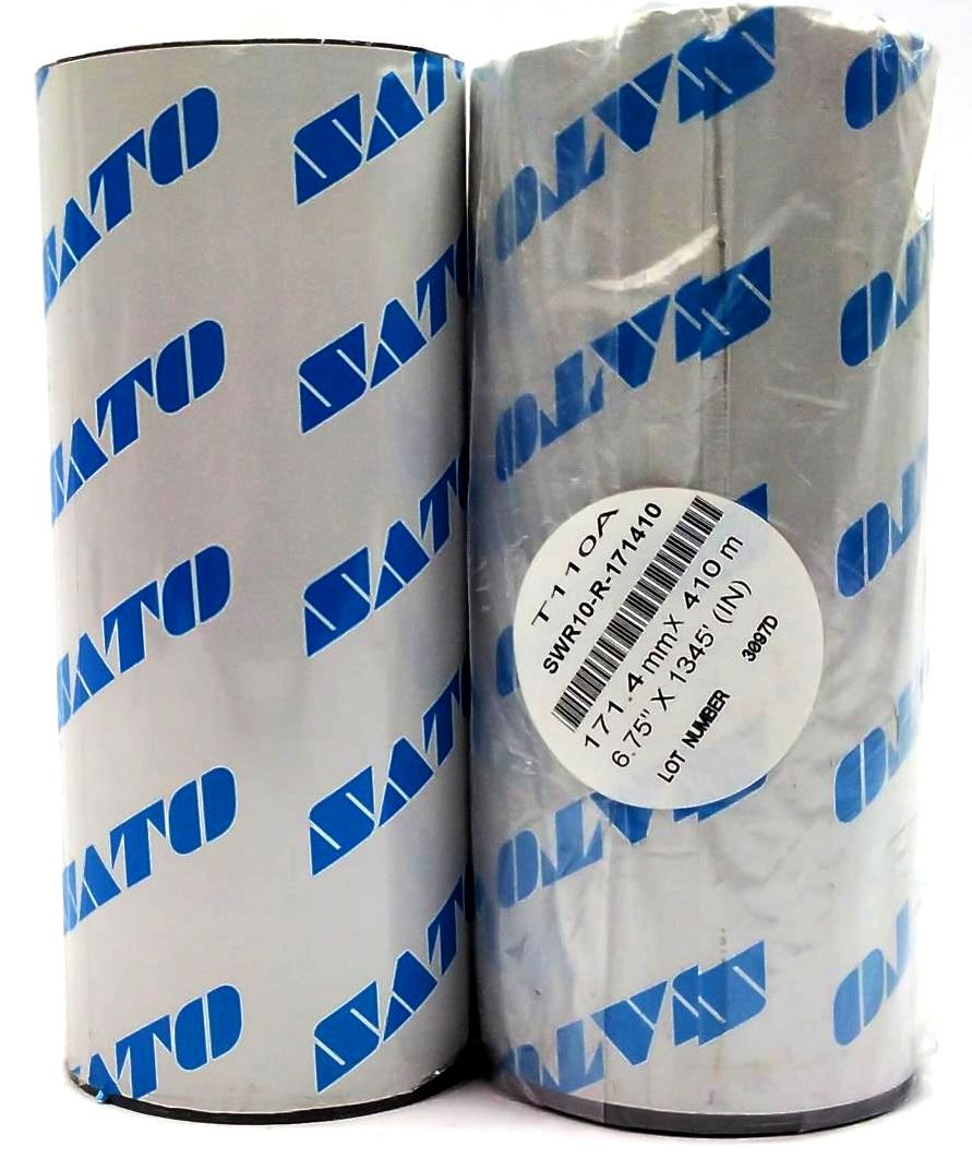 SATO Wax Resin Ribbons 6.75" x 1345' Black SWR10-R-171410 Genuine OEM - 2 Rolls