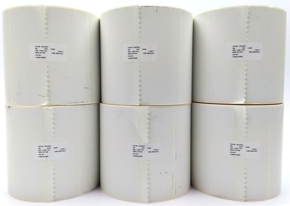 Zebra Barcode Labels 4" x 2" Z-Select 4000D Thermal 10010047 Genuine - 6 Rolls